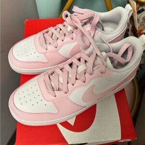 Nike Court Borough Low Recraft Athletic Shoes in Pink and White 5 Youth